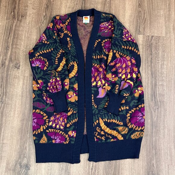 Farm Rio Brazil Wool-Blend Long Cardigan Sz M - Picture 3 of 13